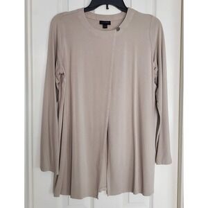 J. Jill Wearever Drape Front‎ Taupe Asymmetrical Wrap Button Top Long Sleeve Sm